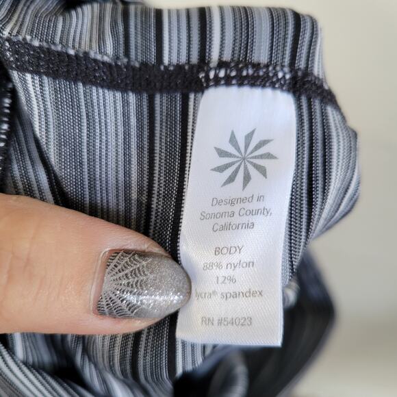 Athleta Chaturanga High Rise Stripe Spacedye Tight Black White Leggings sz M - Picture 7 of 8